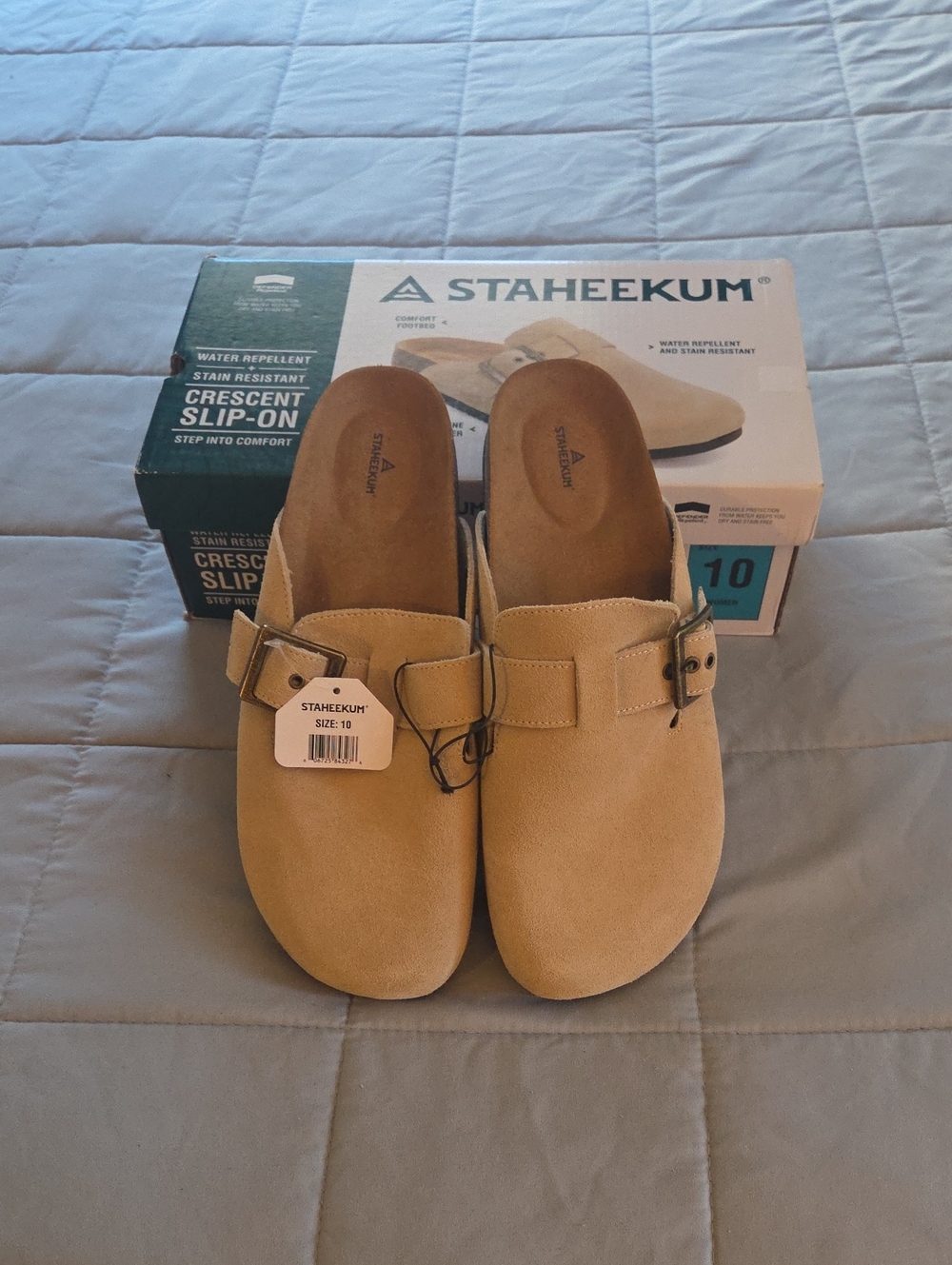 STAHEEKUM Women's Slip-On Clog Mule in Tan